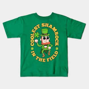 Coolest Shamrock In The Field Leprechaun St Patricks Day Kids T-Shirt